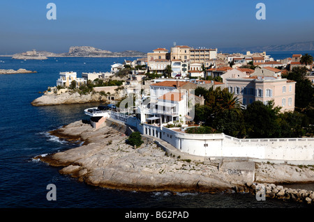 Endoume Headland, Anse de la Fausse Monnaie, Mittelmeerküste, Corniche, Malmousque und Frioul Islands, Marseille, Provence, Frankreich Stockfoto