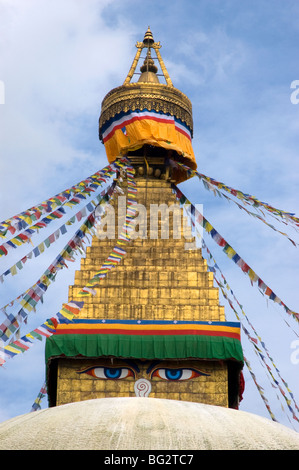 Bodhnath (Boudha) Stupa in der Nähe von Kathmandu, Nepal. Stockfoto