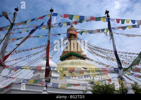 Bodhnath (Boudha) Stupa in der Nähe von Kathmandu, Nepal. Stockfoto