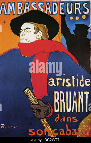 Henri de Toulouse-Lautrec Affiche - Poster Aristide Bruant Dans Son Kabarett - Ambassadeurs Stockfoto