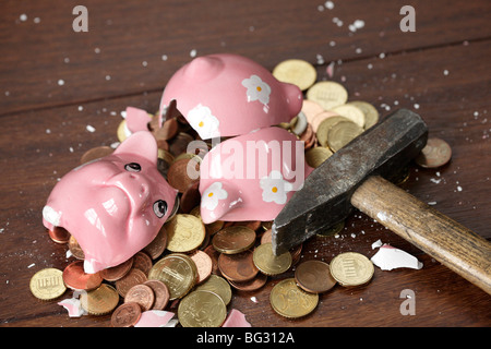 Rob das Sparschwein Stockfoto