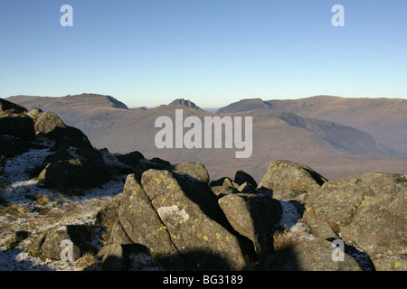 Blick auf Tryfan vom Grat der Moel Siabod Stockfoto