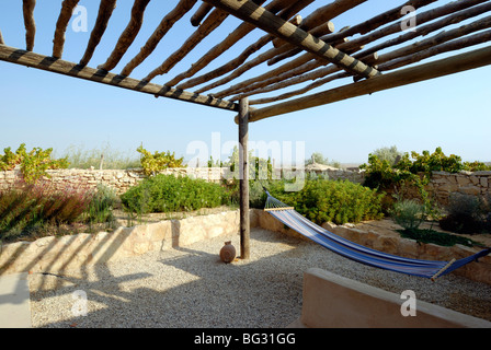 Israel, Negev, Shivta, ein modernes Haus gebaut aus heimischem Material mit traditionellen Bauweisen Stockfoto