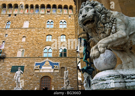 Palazzo Vecchio, Piazza della Signoria in Florenz, Toskana, Italien, Europa, Europa Stockfoto