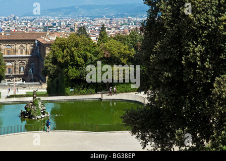 Brunnen von Neptun, der Boboli-Gärten, Florenz (Firenze), UNESCO World Heritage Site, Toskana, Italien, Europa Stockfoto