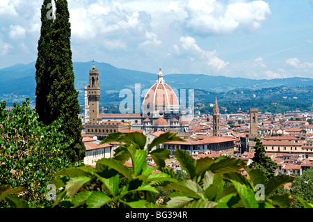 Panorama Blick über Florenz von Bardini Garten, Bardini Garten, Florenz (Firenze), Toskana, Italien, Europa Stockfoto