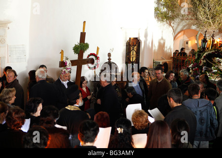 Griechenland-Kykladen-Sikinos die religiöse Prozession am Karfreitag Stockfoto