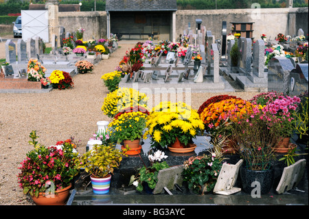 Allerheiligen, Francueil Friedhof, Indre-et-Loire, Touraine, Frankreich Stockfoto