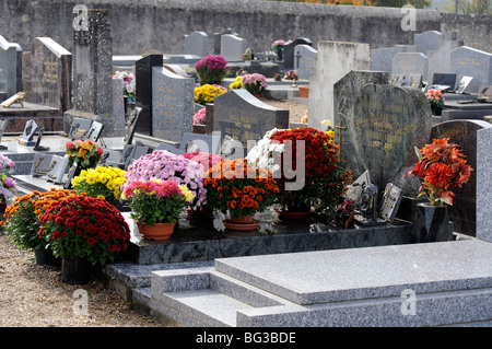 Allerheiligen, Francueil Friedhof, Indre-et-Loire, Touraine, Frankreich Stockfoto