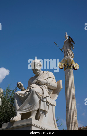 Statue von Platon, die Akademie, Athen, Griechenland, Europa Stockfoto