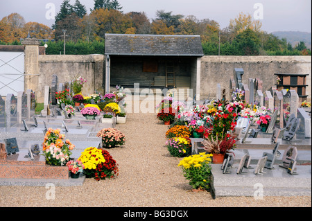 Allerheiligen, Francueil Friedhof, Indre-et-Loire, Touraine, Frankreich Stockfoto