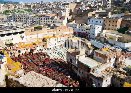 Chouwara Leder-Gerberei in Fes Marokko Stockfoto