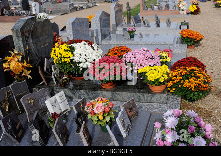 Allerheiligen, Francueil Friedhof, Indre-et-Loire, Touraine, Frankreich Stockfoto