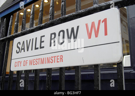 Saville Row W1 Straßenschild Stockfoto