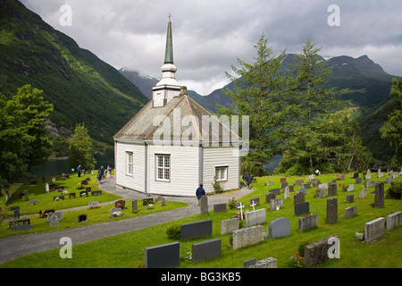 Geiranger Dorfkirche, Geiranger, Geirangerfjord, Northern Region, Fjordnorwegen, Skandinavien, Europa Stockfoto