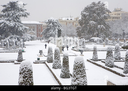 Retiro-Park unter Schnee, Madrid, Spanien, Europa Stockfoto