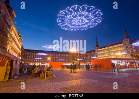 Plaza Mayor an Weihnachten Zeit, Madrid, Spanien, Europa Stockfoto