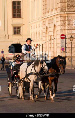 Fiaker Vor der Hofburg, Wien, Österreich | Fiaker (Pferdekutsche) vor der Hofburg, Wien, Österreich, Wien, Österreich Stockfoto