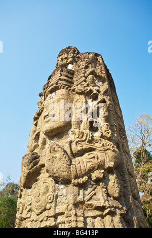 Honduras, Copan Ruinas, Copan Ruinen, die große Plaza, Stele A, 731 n. Chr. Stockfoto