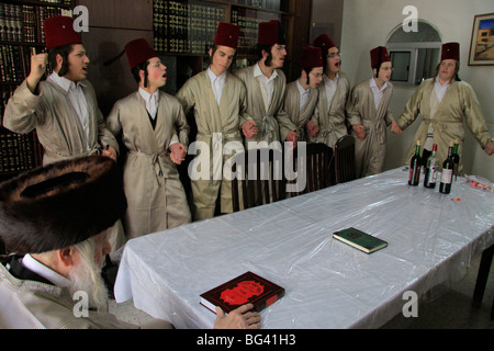 Israel, Jerusalem, Purim in Mea Shearim Nachbarschaft Stockfoto