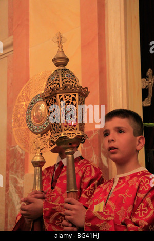 Israel, unteren Galiläa, Palmsonntag in der griechisch-katholischen Kirche in Nazareth Stockfoto