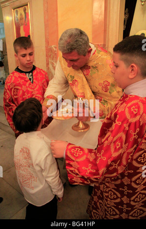 Israel, unteren Galiläa, Palmsonntag in der griechisch-katholischen Kirche in Nazareth Stockfoto