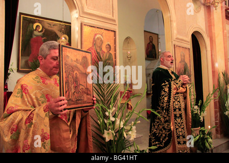 Israel, unteren Galiläa, Palmsonntag in der griechisch-katholischen Kirche in Nazareth Stockfoto