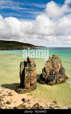Meer-Stacks auf Garry Strand, Isle of Lewis, Hebriden, Schottland Stockfoto