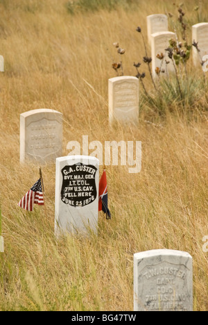 Denkmal für General George Custer an der Little Bighorn Schlachtfeldes Nationaldenkmal, Montana, Vereinigte Staaten Stockfoto