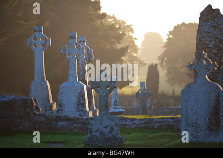 Kloster von Clonmacnoise, Co. Offaly, den Midlands, Irland Stockfoto