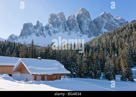 Le Geisler Gruppe / Geisler Spitzen, Val di Funes, italienischen Dolomiten, Trentino-Alto Adige (Südtirol), Italien Stockfoto