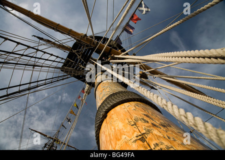 Mast Grand Turk, ein 18. Jahrhundert Dreimaster Fregatte Stockfoto