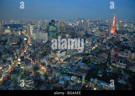 Japan, Insel Honshu, Luftaufnahme von Tokio vom Roppongi-Turm Stockfoto