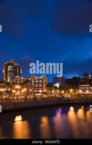 Abend, Caudan Waterfront, Port Louis, Mauritius Stockfoto