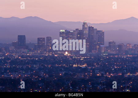 USA, California, Los Angeles, Innenstadt Blick von Baldwin Hills, dawn Stockfoto