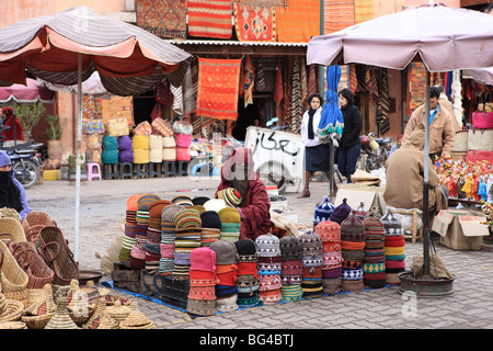 Markt-Händler am Hut Stall, Marrakesch, Marokko, Nordafrika, Afrika Stockfoto