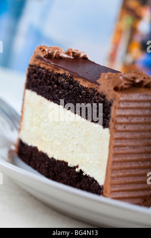 Stück Schokoladenkuchen Stockfoto