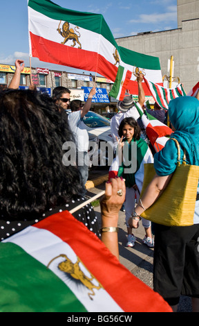 Iraner in Toronto, Kanada, Nachweis über das Regime und die politische Situation im Iran unter Präsident Ahmadinejad Stockfoto