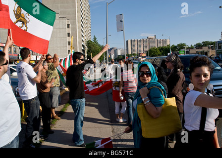 Iraner in Toronto, Kanada, Nachweis über das Regime und die politische Situation im Iran unter Präsident Ahmadinejad Stockfoto