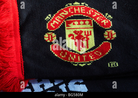 Manchester United - Nahaufnahme von Schal-Detail Stockfoto