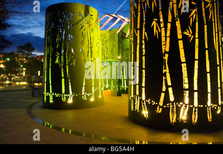 Eine Kunstinstallation in Sanshia, Taiwan, inspiriert von Taiwans Bambuswälder. Stockfoto