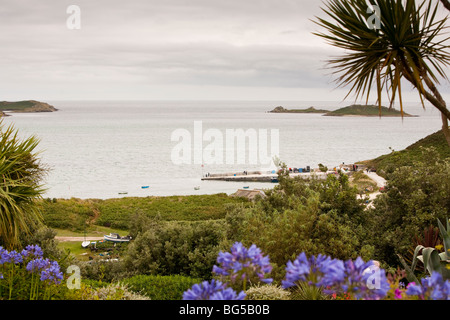 Höhere Stadt Quay St Martins Isles of Scilly UK von oben Stockfoto