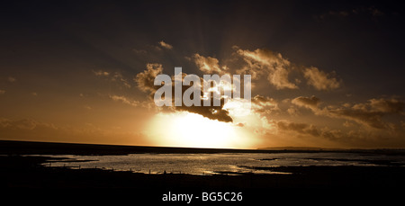 Sonnenuntergang über Rye Harbour Nature Reserve in East Sussex.  Foto von Gordon Scammell Stockfoto