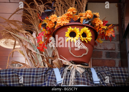 Halloween-Dummy-Dekorationen in Gatlinburg Tennessee auf der Straße draußen Nahaufnahme von vorne in den USA horizontale Hi res Stockfoto