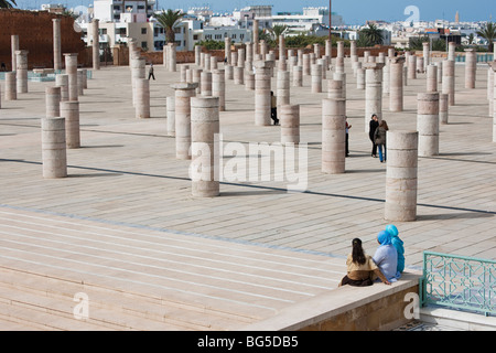 Hassan-Turm am Mausoleum von Mohammed V in Rabat, Marokko. Stockfoto