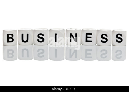 Das Wort isoliert BUSINESS im Alphabet Buchstaben-Blöcke auf einem weißen Hintergrund. Stockfoto