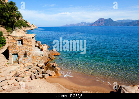 Frankreich, Corse-du-Sud (2A), Marina von Piana in der Bucht von Ficajola Stockfoto