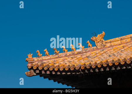 Dach-Detail an der verbotenen Stadt in Peking China Stockfoto