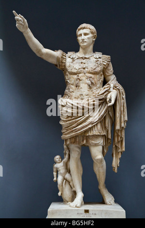 Der Prima Porta Augustus Braccio Nuovo der Vatikanischen Museen. Römische Kopie einer Bronze Original von ca. 20 AD. Stockfoto