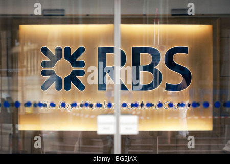 Königliche Bank von Schottland RBS London Hauptbüro Ortseingangsschild in City of London, London, UK Stockfoto